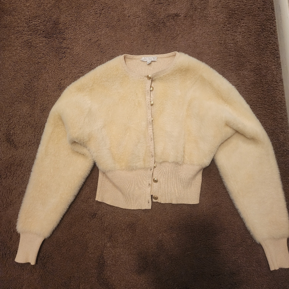 J.Crew Cropped Fitted Waist Cardigan, Sz S